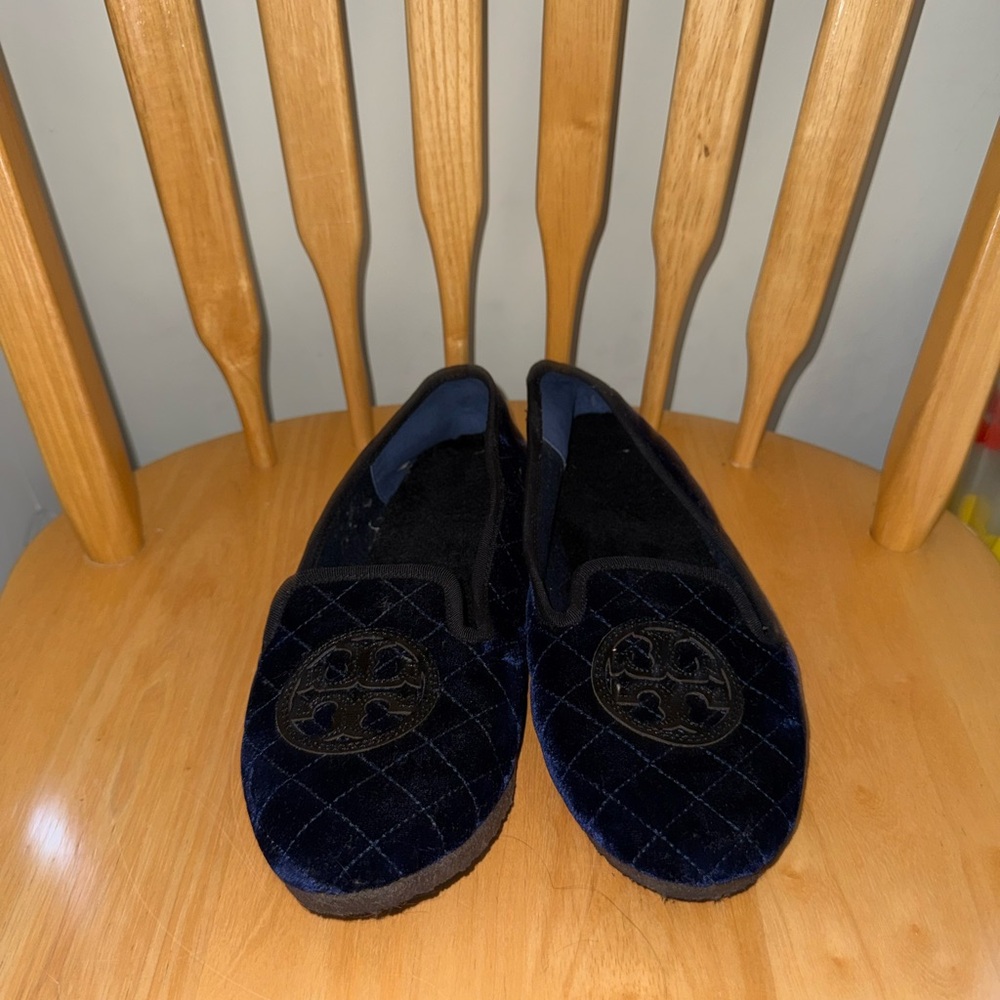 Tory Burch Navy Suede Ballet Slipper
